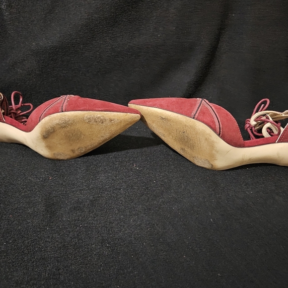 Nine West Burgundy Mayeff Ankle Tie Pump - Size 9M - Picture 8 of 10